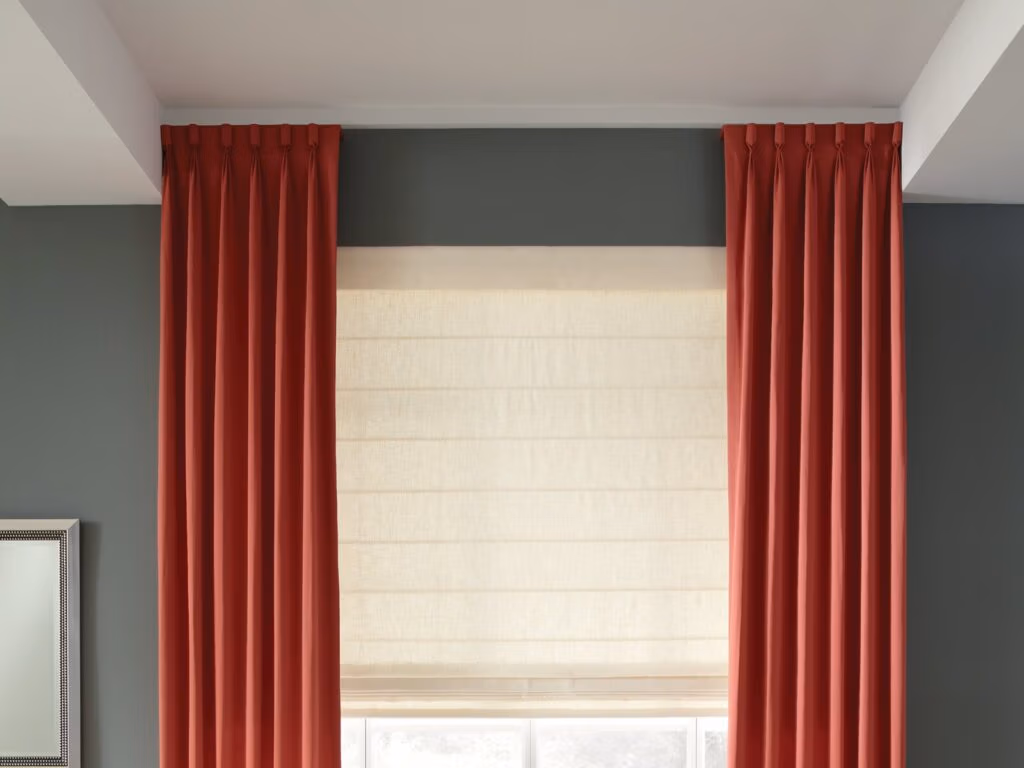 ventus stationary panel custom drapery, with solar shade