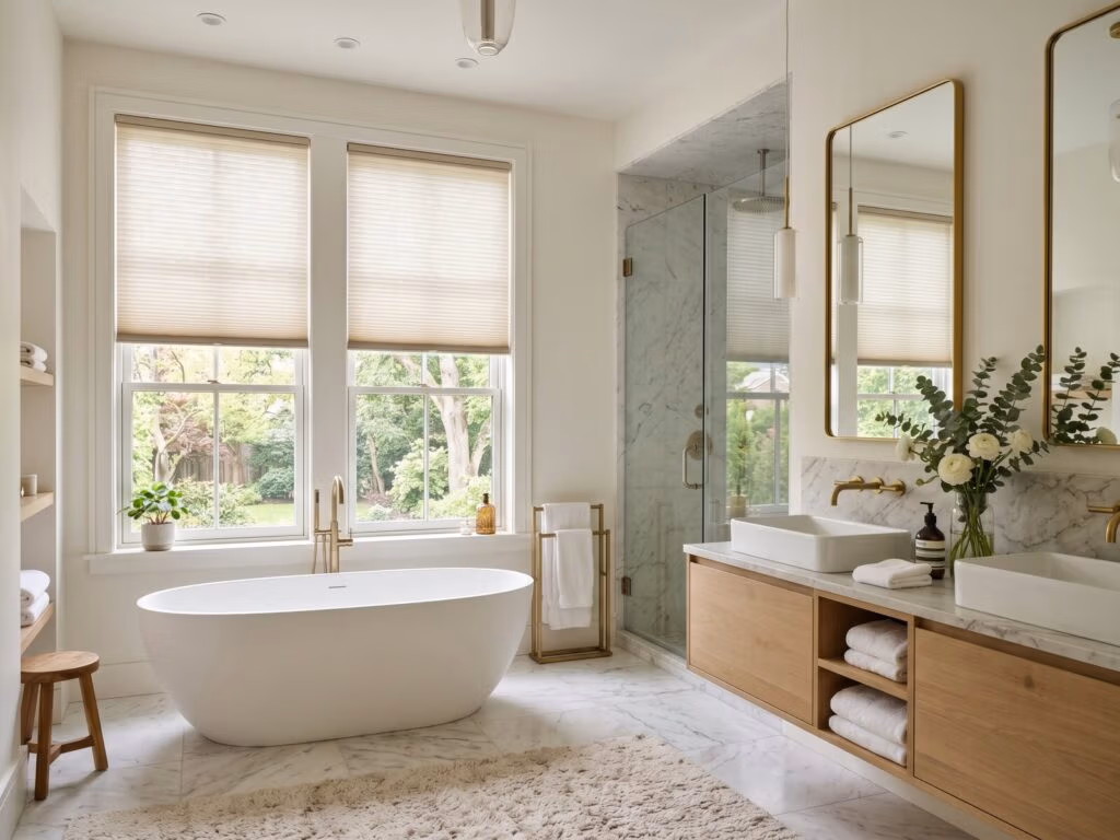 best window treatment for bathrooms - ventus cellular shades