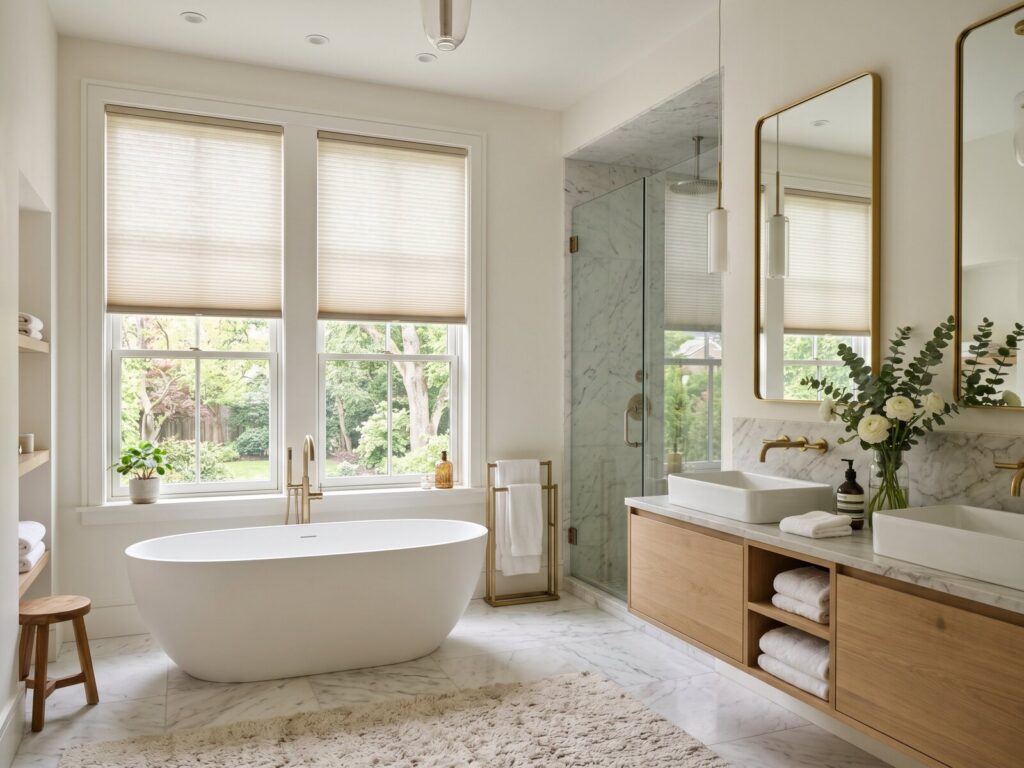 best window treatment for bathrooms - ventus cellular shades