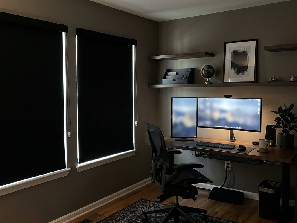 best window treatments for home offices - ventus blackout roller shades