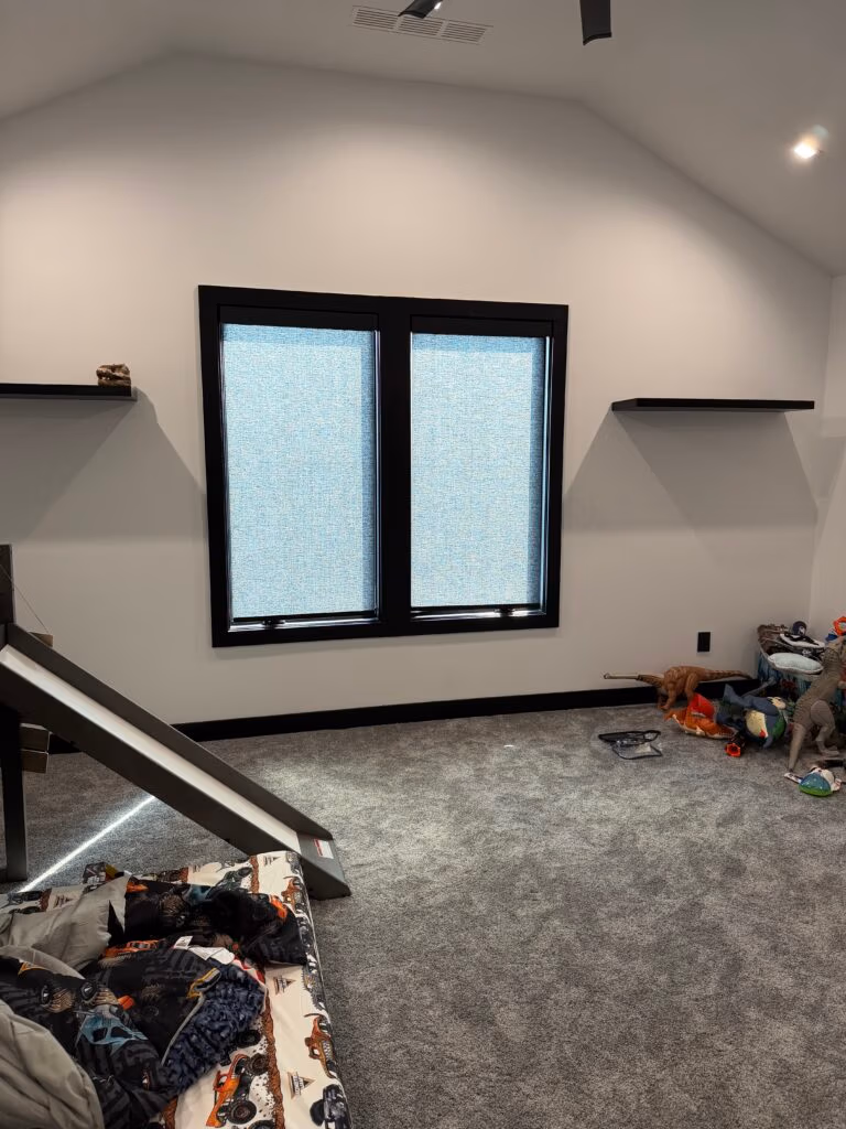 ProDesign Arcadia roller shades in Bondi Onyx - Side Bedroom