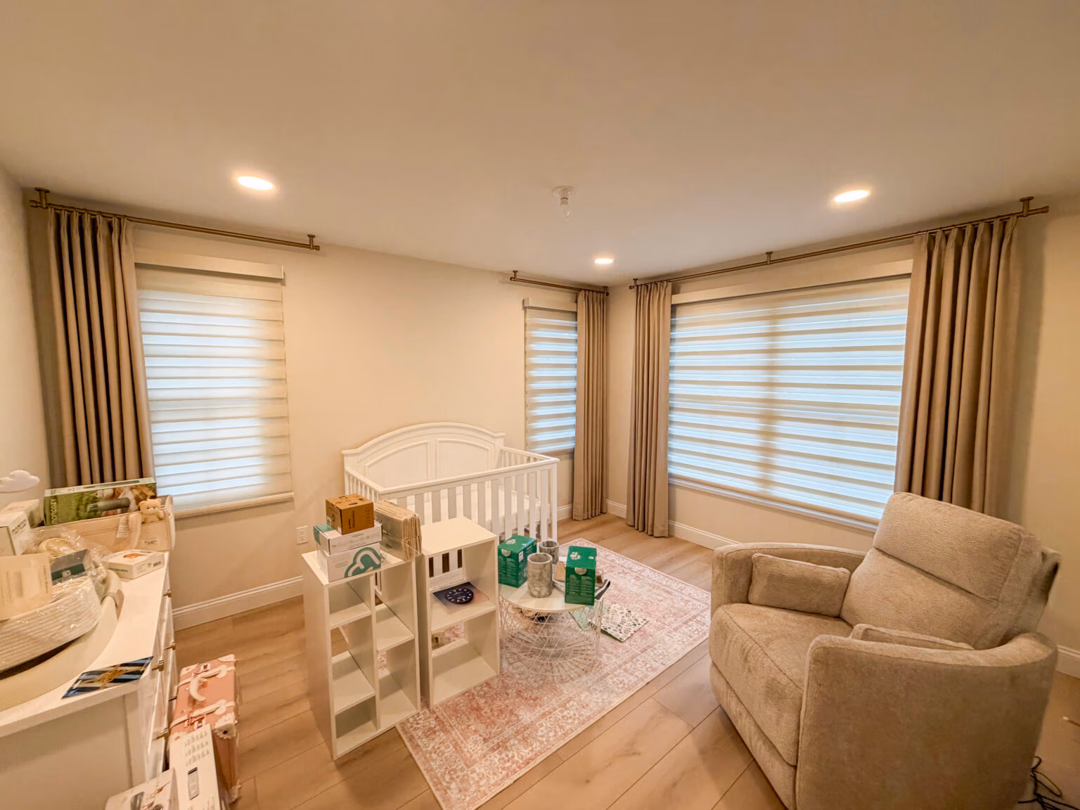 Portfolio Collection dual sheer in Marble Ivory - Nursery, daylight