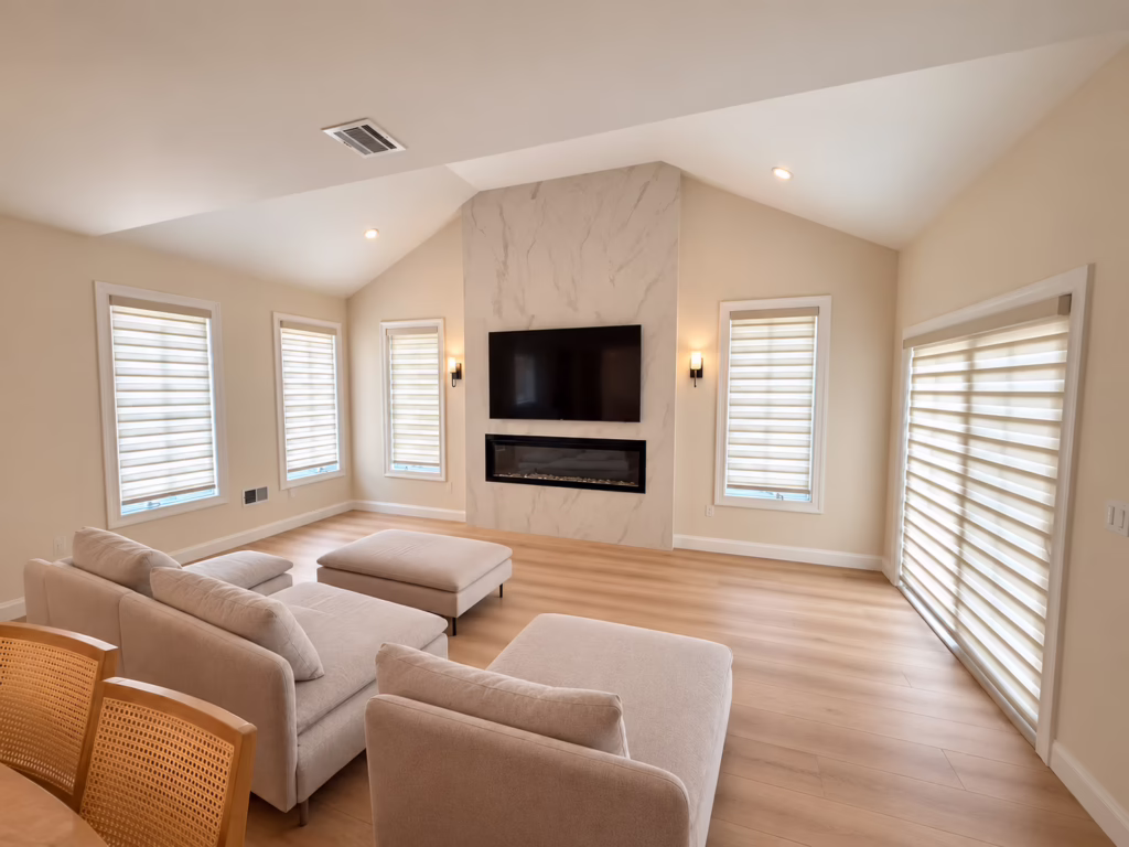 Portfolio Collection dual sheer in Marble Ivory - Living Room